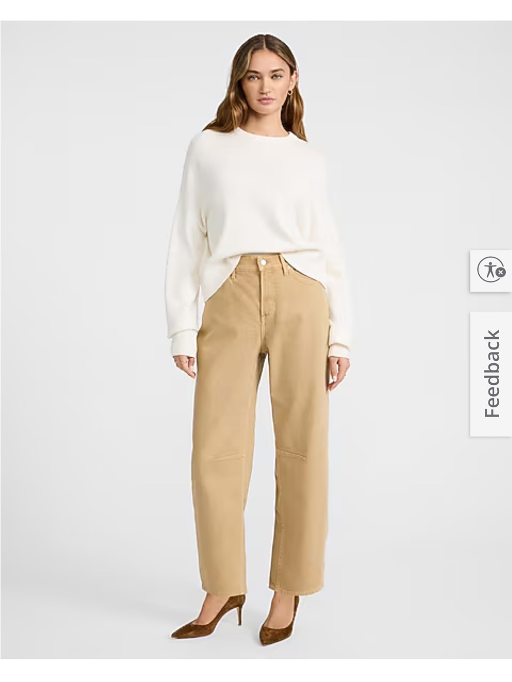 Express Straight-Leg High Rise Jeans in Tan